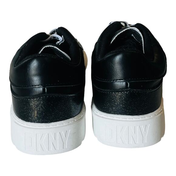NEW DKNY Brooke Glitter SNEAKER Little Girls 1 Black & White SHOES Laced In Box - Picture 5 of 8